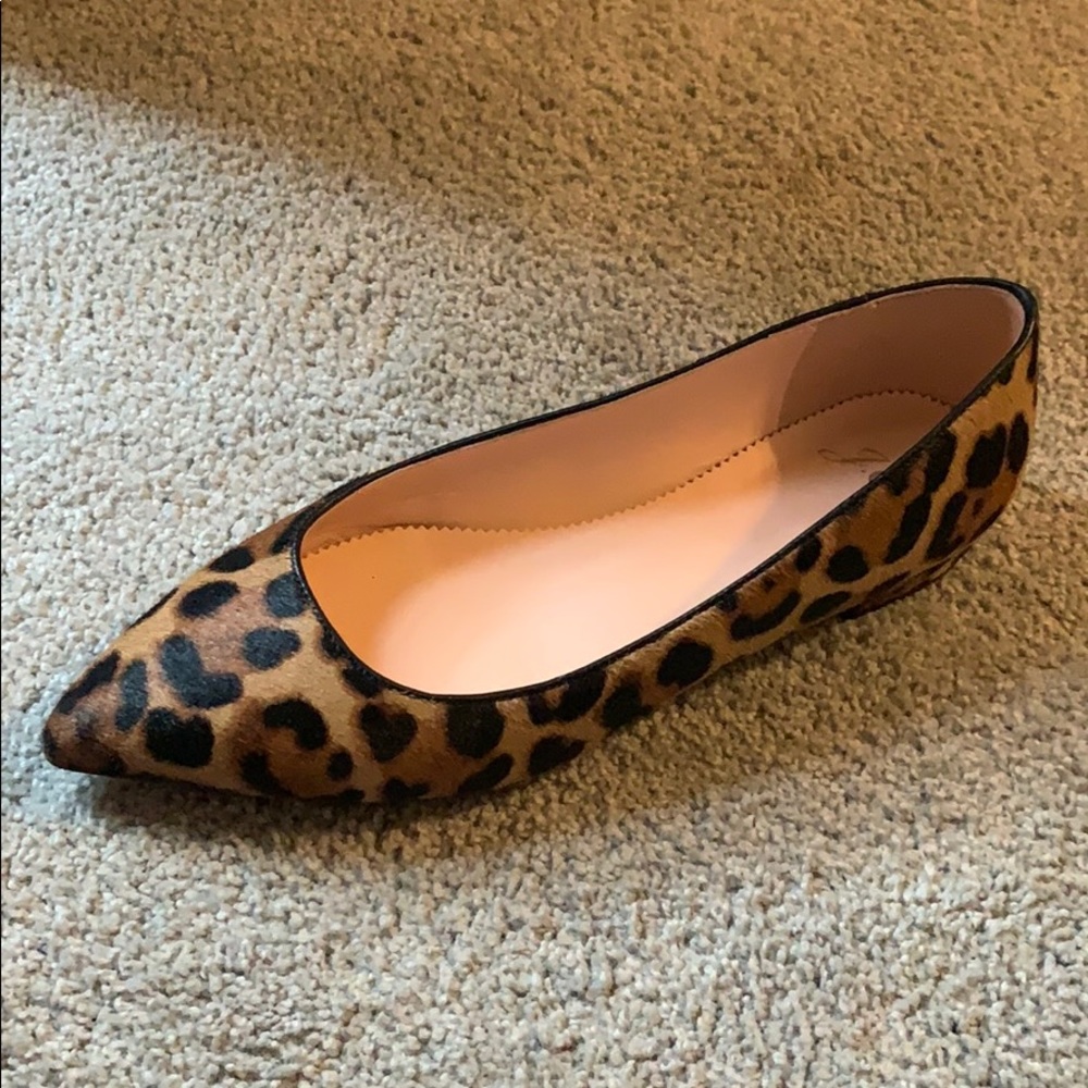Jcrew Pointed toe flats in leopard calf hair